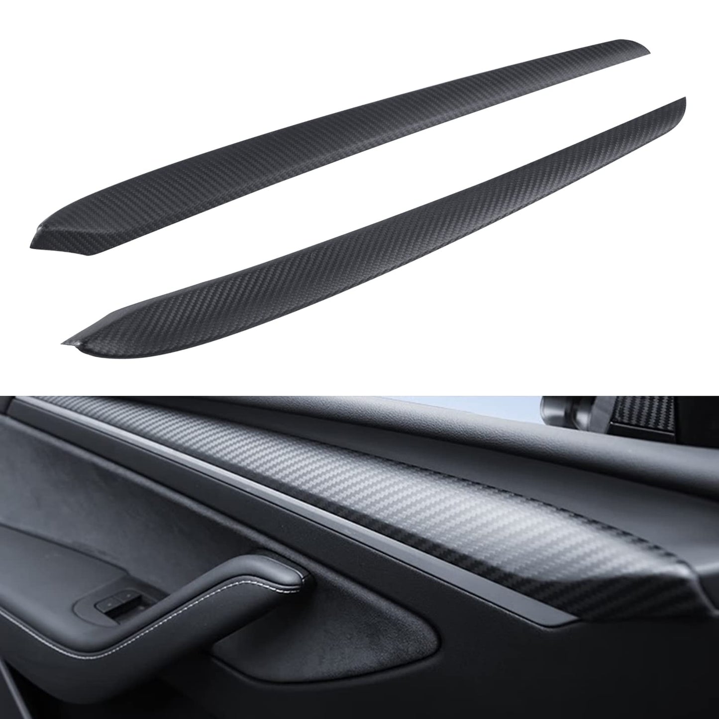 Real Carbon Fiber Dashboard Cover & Front Door Trim Panel Caps for Model 3/Y