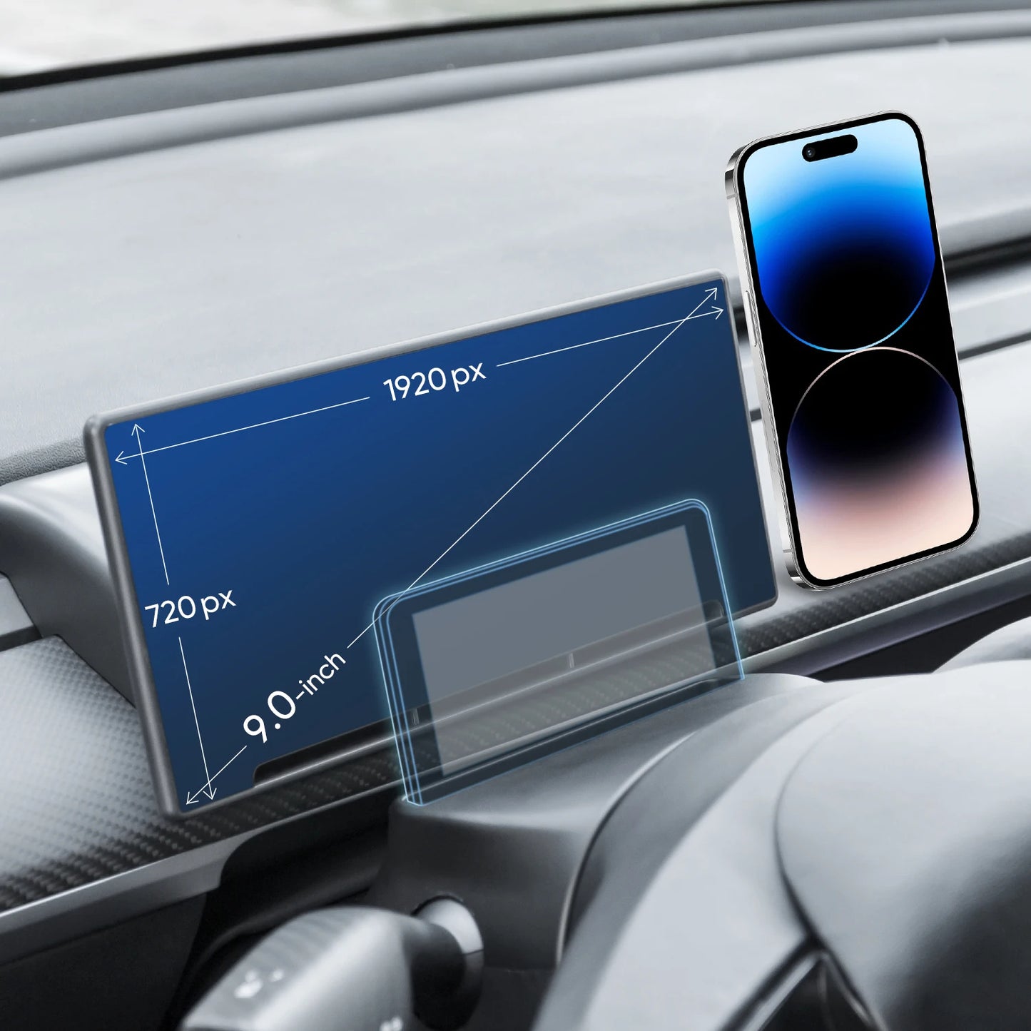 T9 CarPlay/Android Auto Smart Instrument Screen for Tesla Model 3/Y