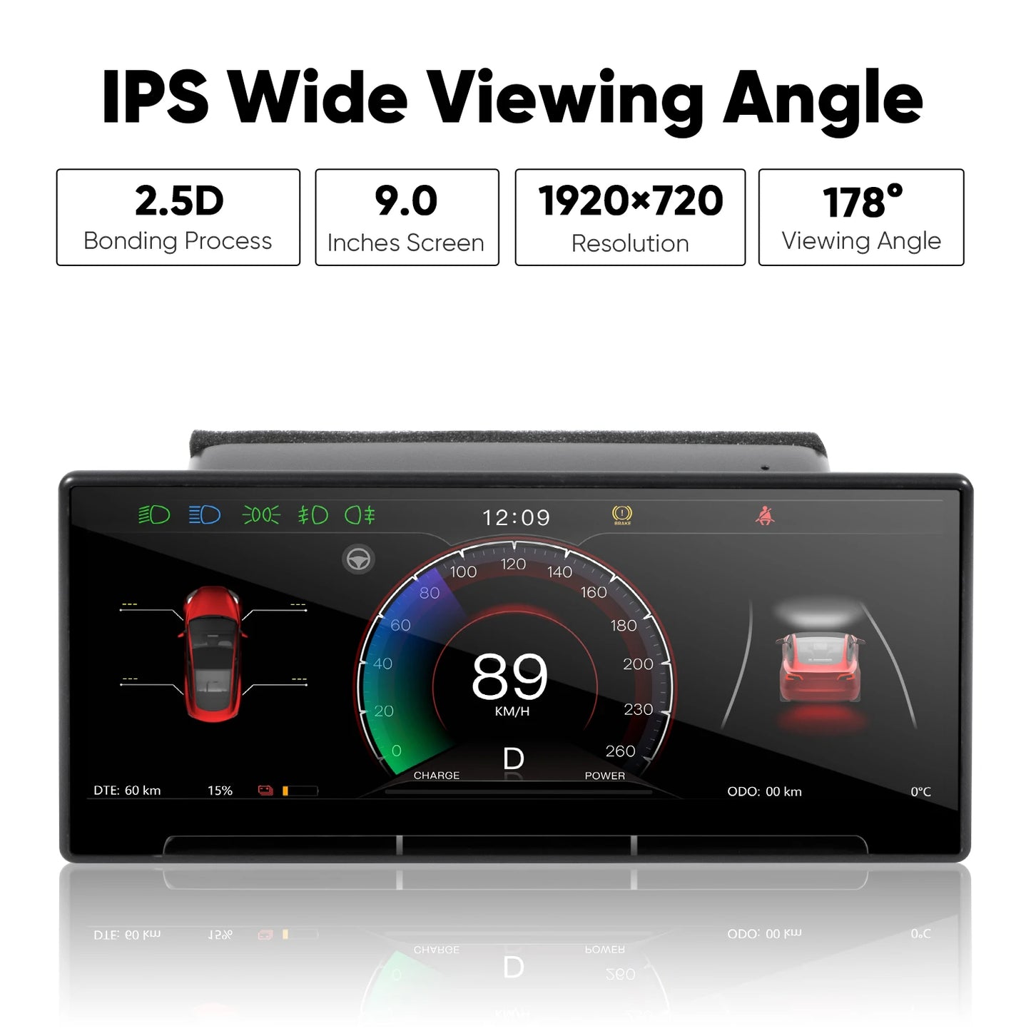 T9 CarPlay/Android Auto Smart Instrument Screen for Tesla Model 3/Y