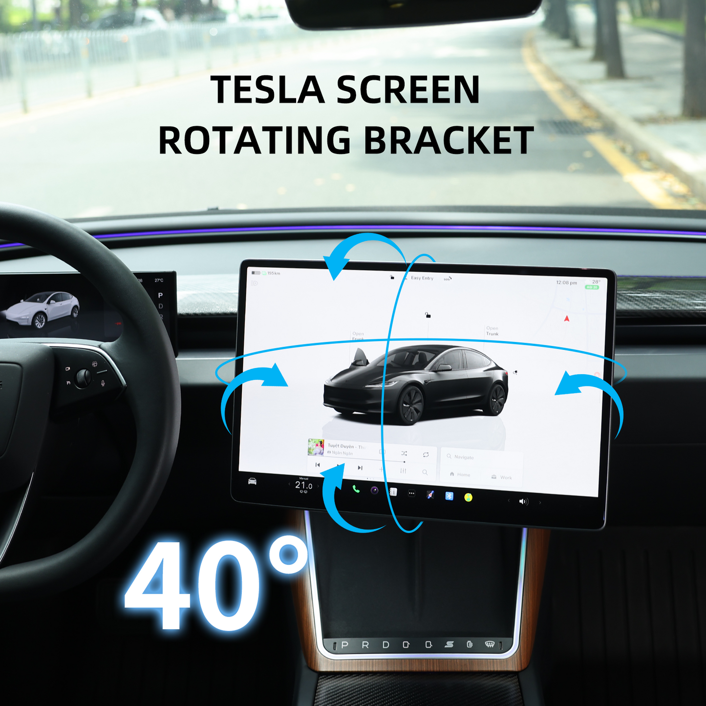 Keep Original Screen Height Swivel Mount Kit for Tesla Model 3/Y