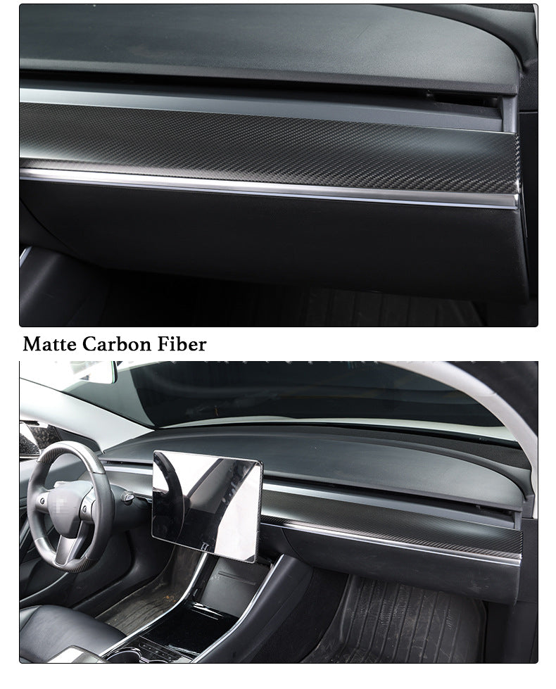 Real Carbon Fiber Dashboard Cover & Front Door Trim Panel Caps for Model 3/Y