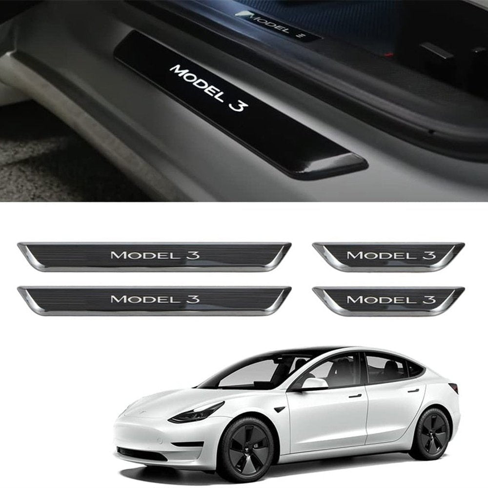 Door Sill Protector with LED Light for Tesla Model 3/Y