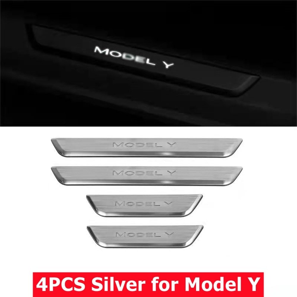 Door Sill Protector with LED Light for Tesla Model 3/Y